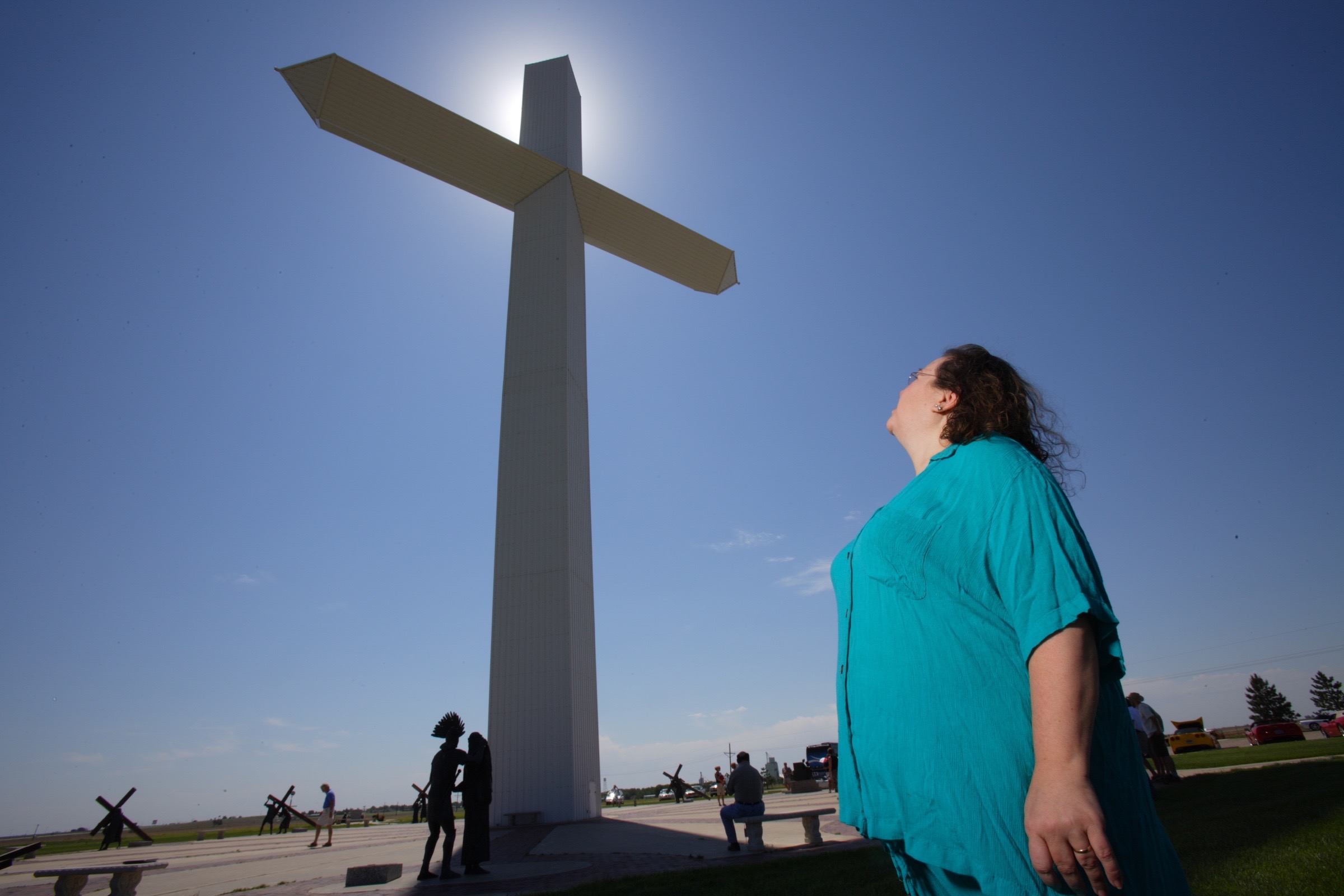 Debra Lewis photographed at The Cross of Our Lord Jesus Christ, Groom, Texas, for ALS Across America
