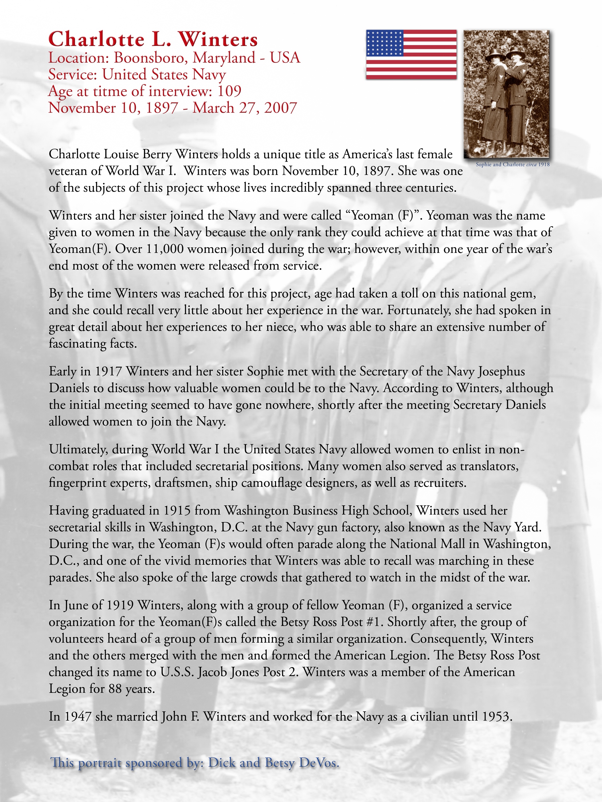 Original exhibition story panel for Charlotte Louise Berry Winters