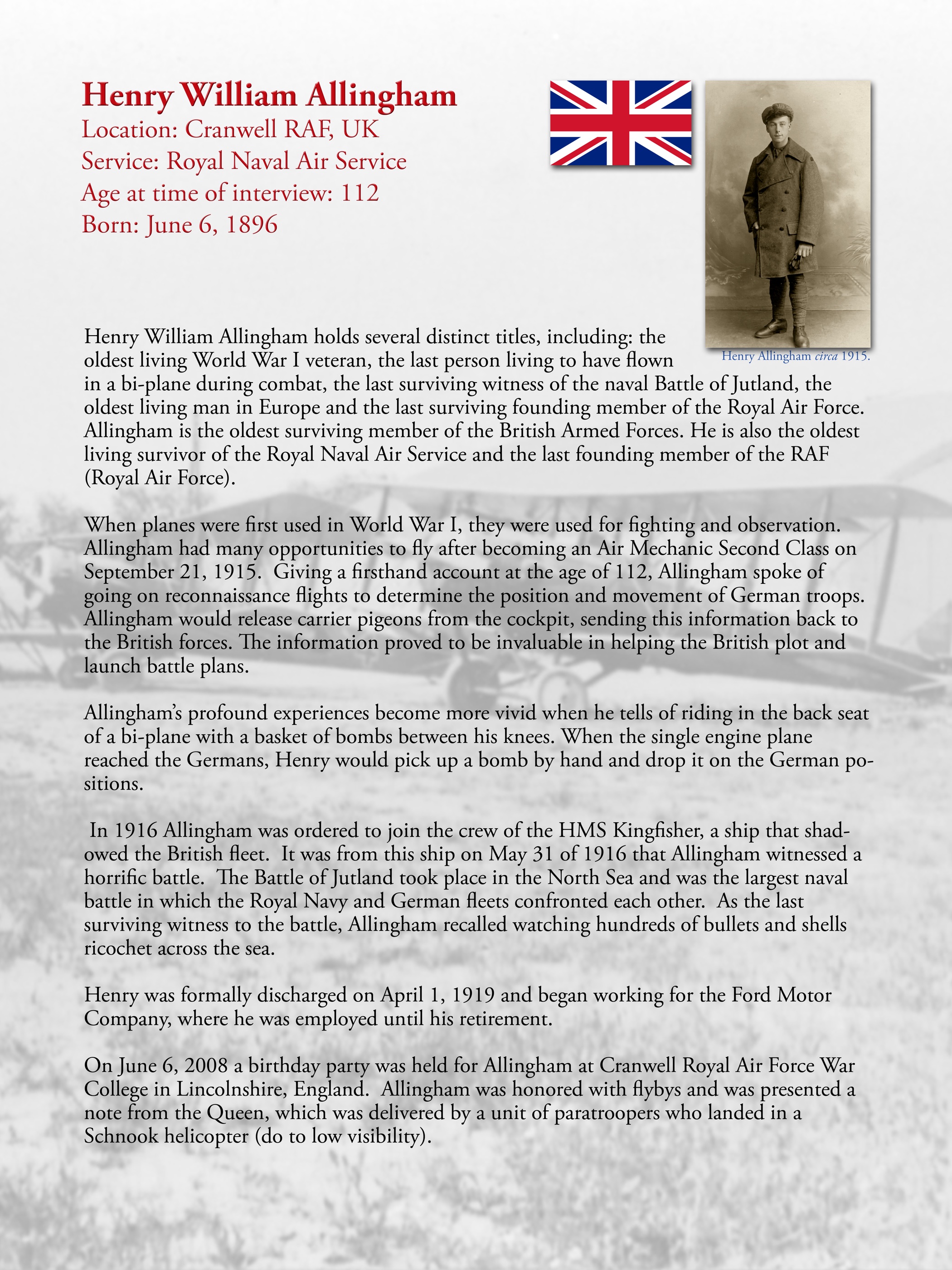 Original exhibition story panel for Henry William Allingham