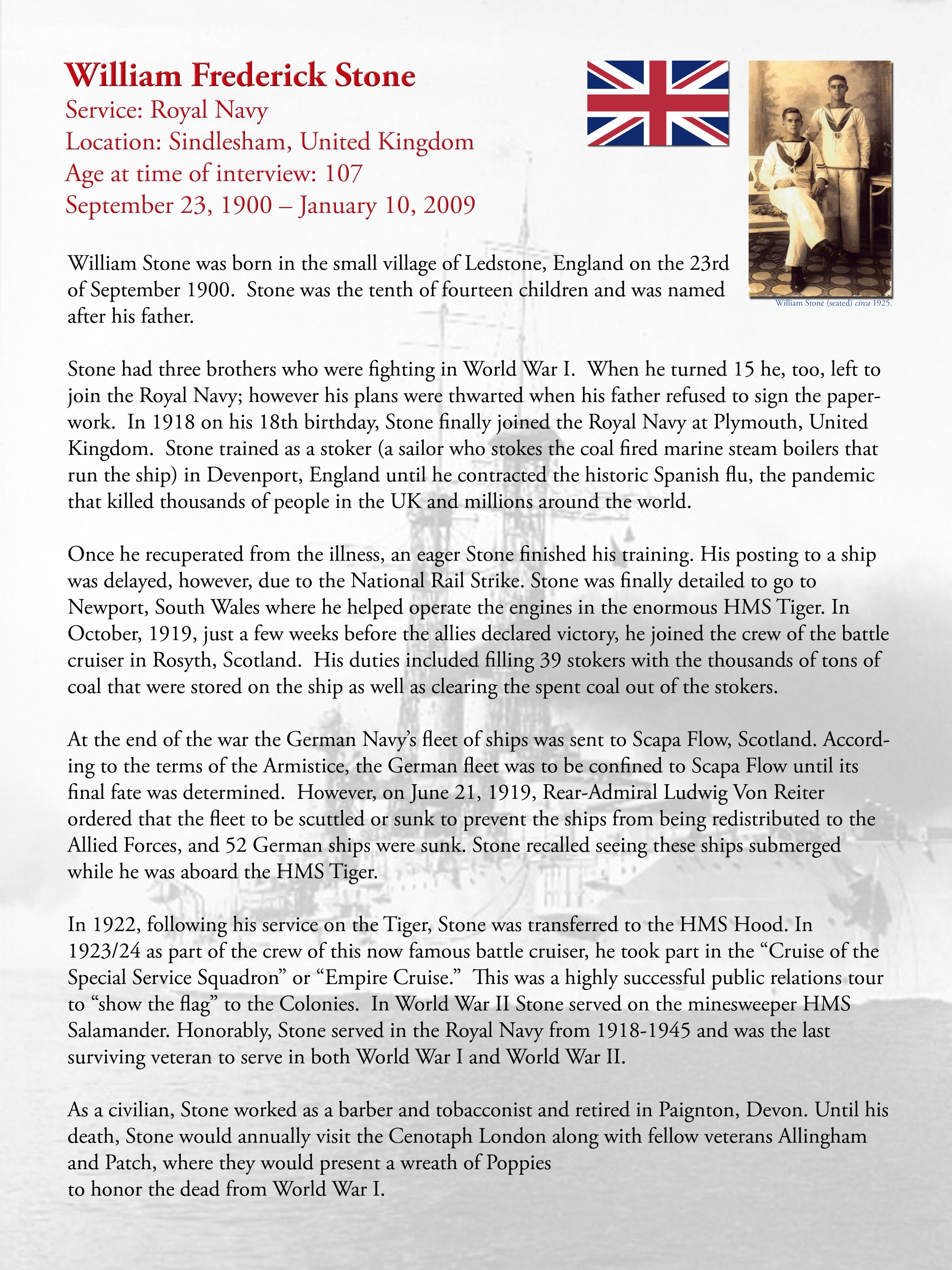 Original exhibition story panel for William Frederick Stone
